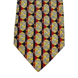VTG Ermenegildo Zegna 100% Silk Tie Geometric Wave Art Deco Mens Size 57" 4"